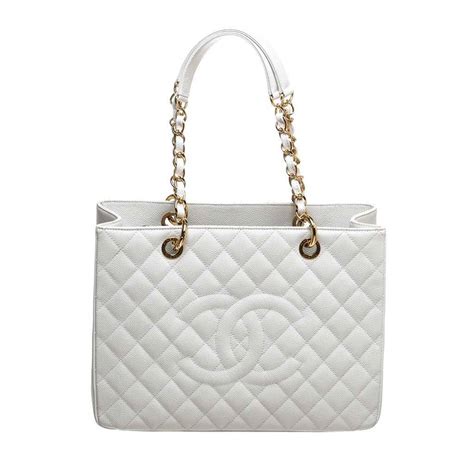 white chanel tote handbag|white chanel shopping bag.